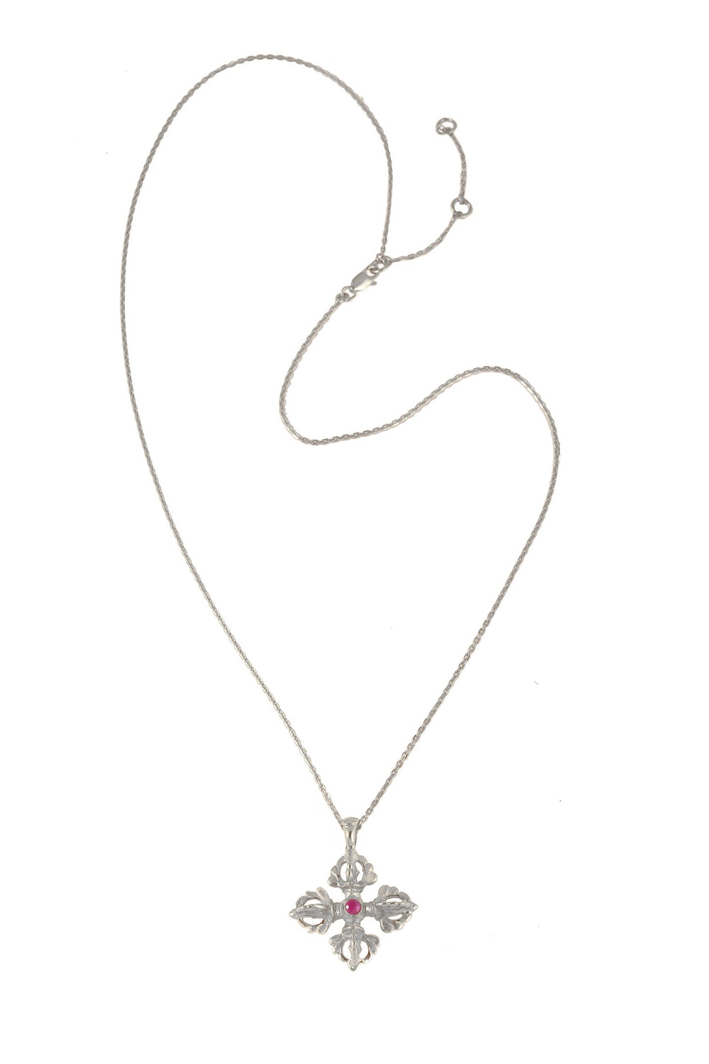 Chain necklace "Vajra" 73 cm ruby stone. Silver